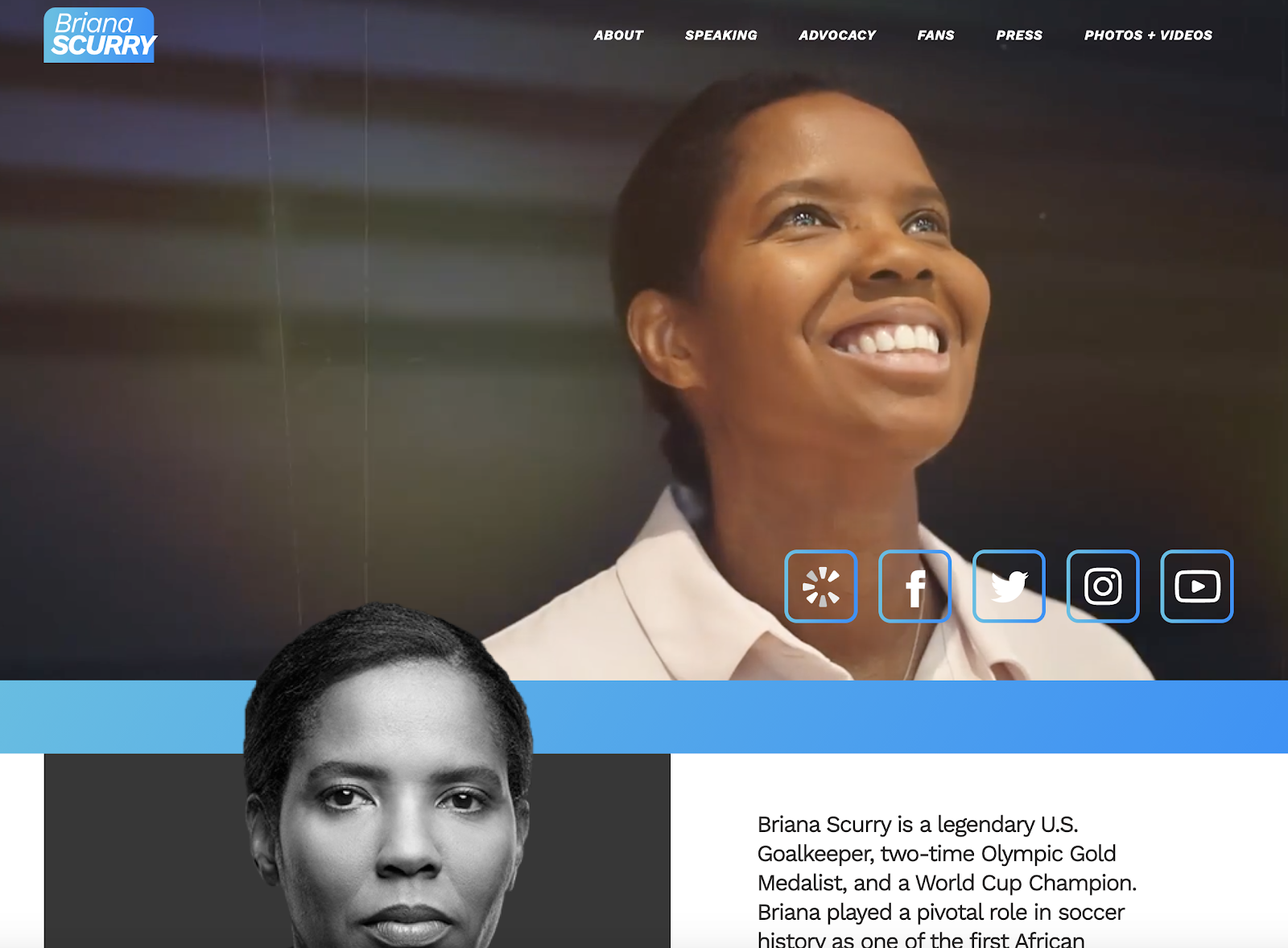 Home page of Briana Scurry's website.