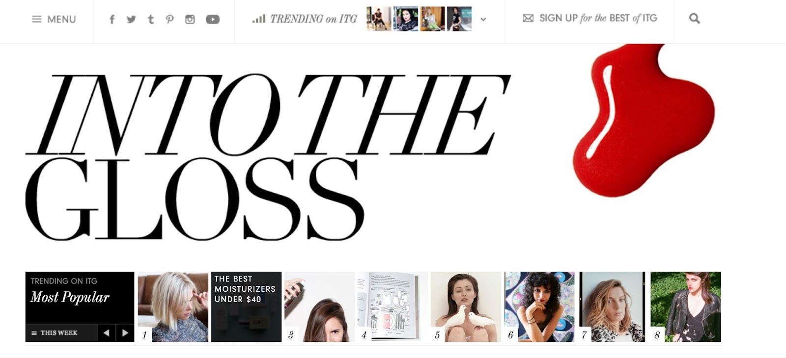 An image of the Into The Gloss website in 2014
