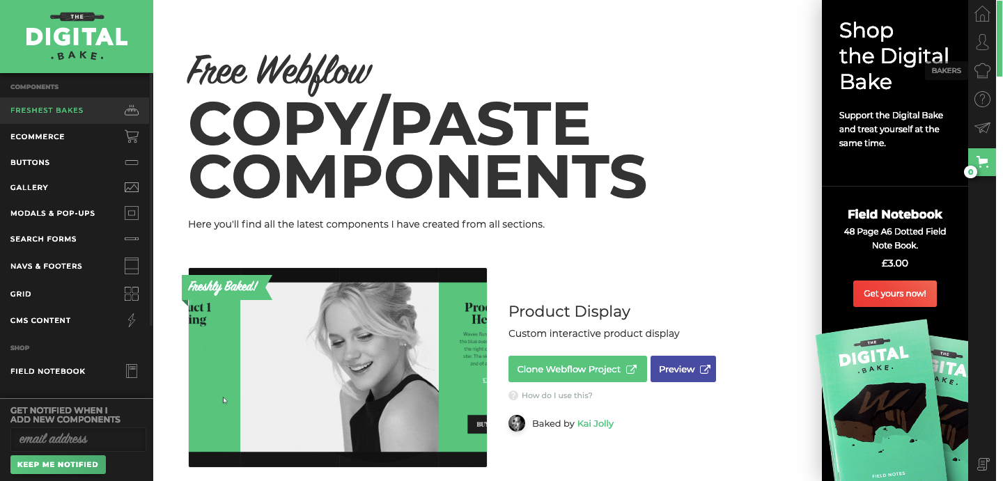 Digital Bake homepage.