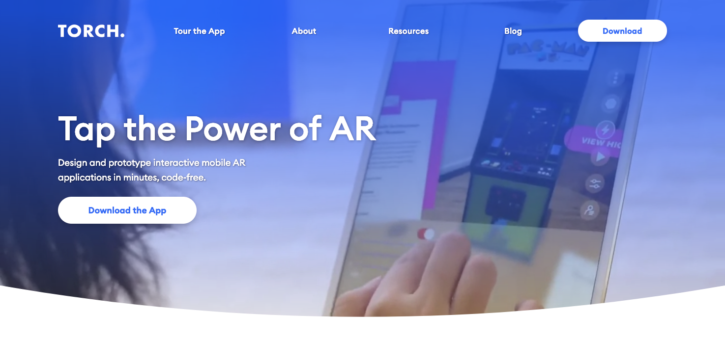 Torch AR homepage.