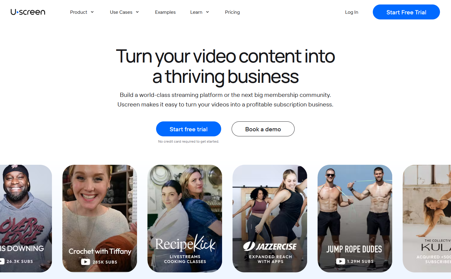 Screenshot of Uscreen's homepage