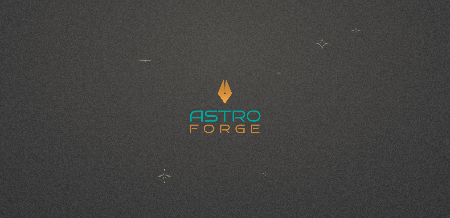 A screenshot of the Astro Forge website with the words “Astro Forge” against a gray background