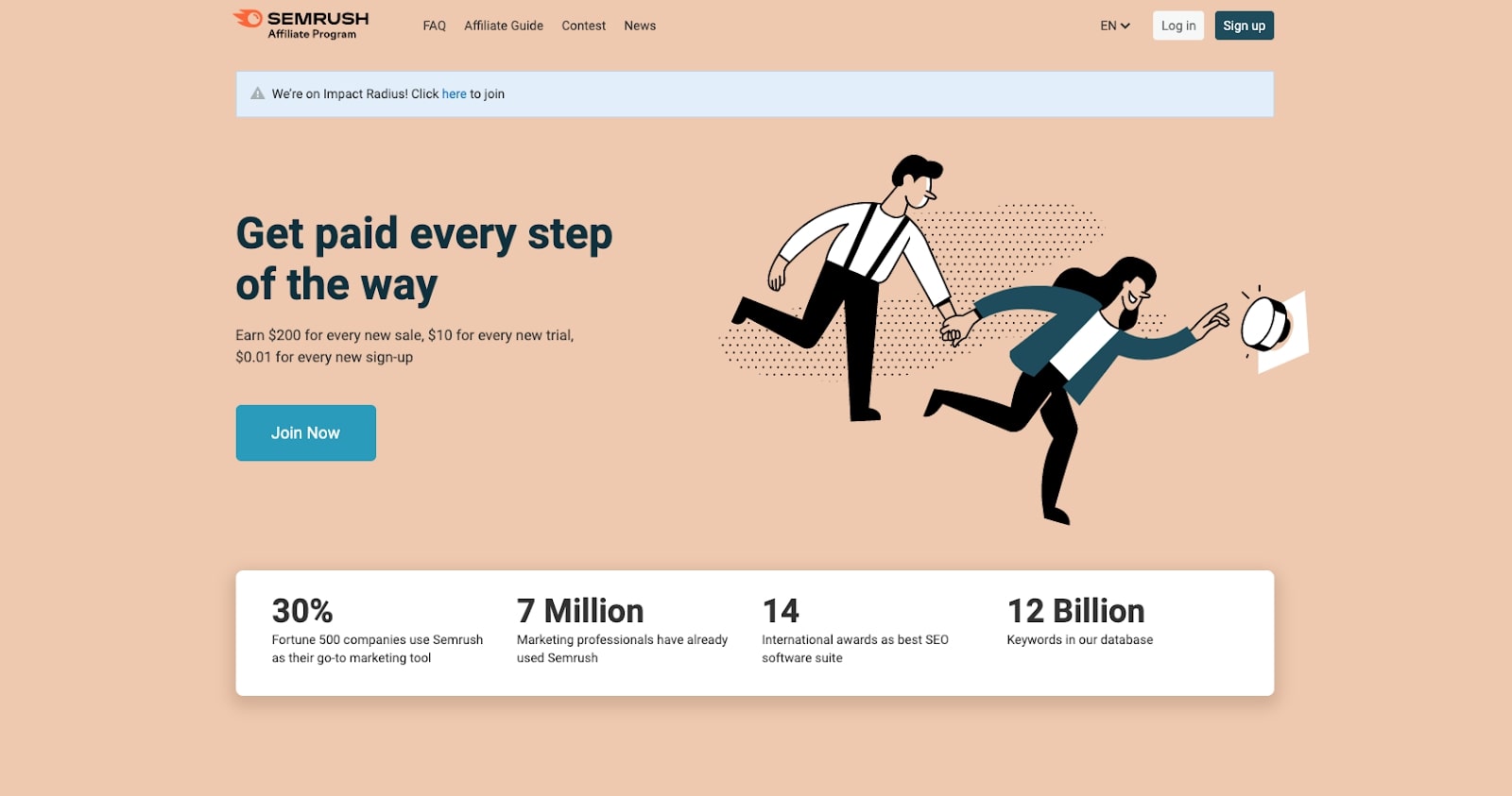 Screenshot of Semrush affiliate program website