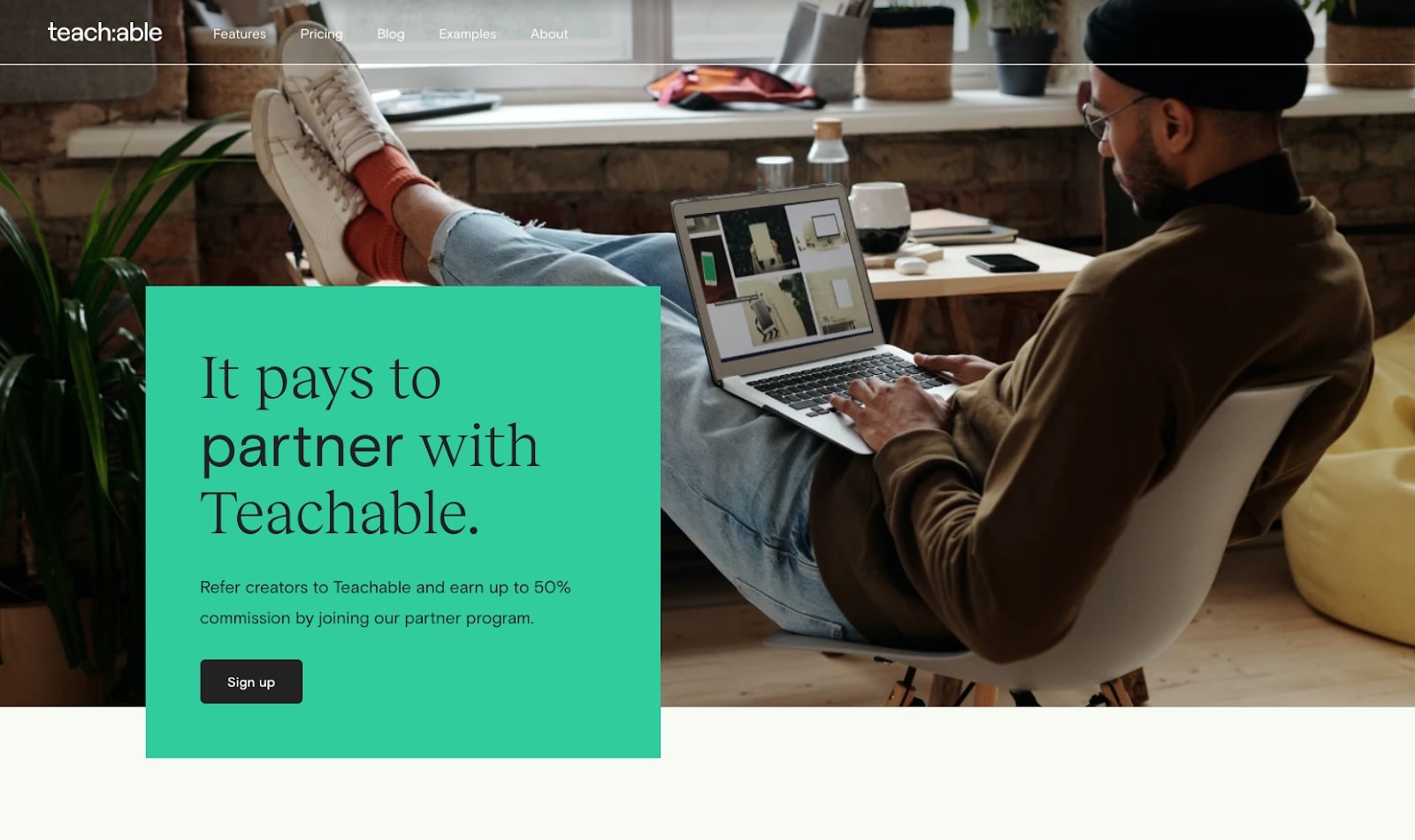 Screenshot of Teachable affiliate program website