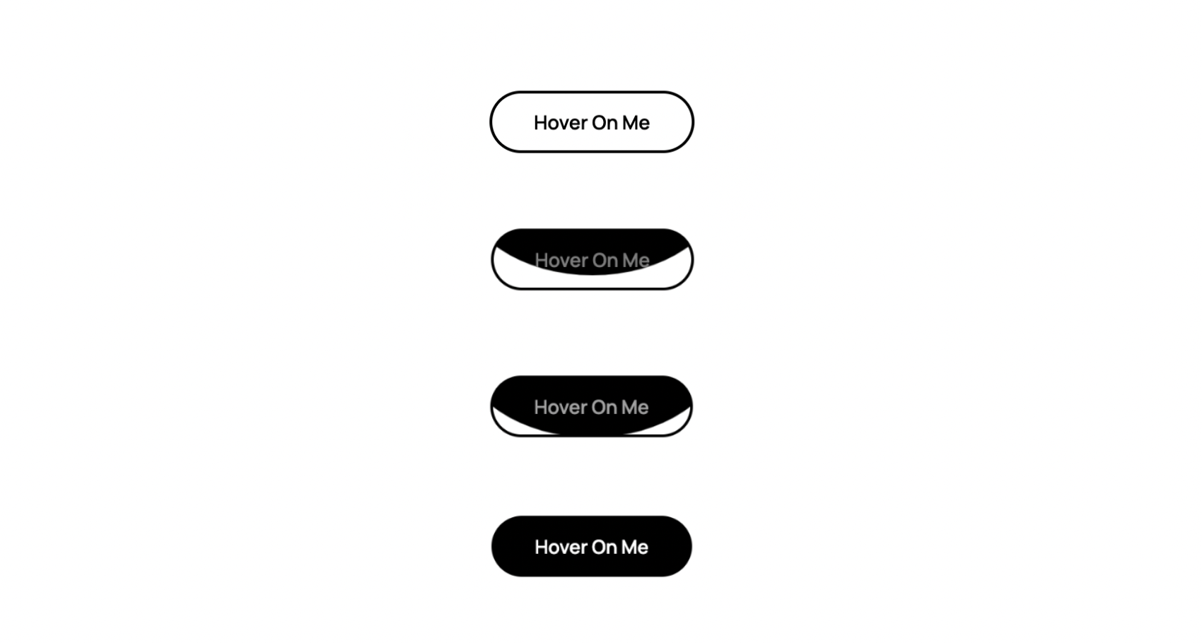 An image of a button from Veza Digital in different states as it fills from white to black using a dynamic animation when the mouse hovers overtop