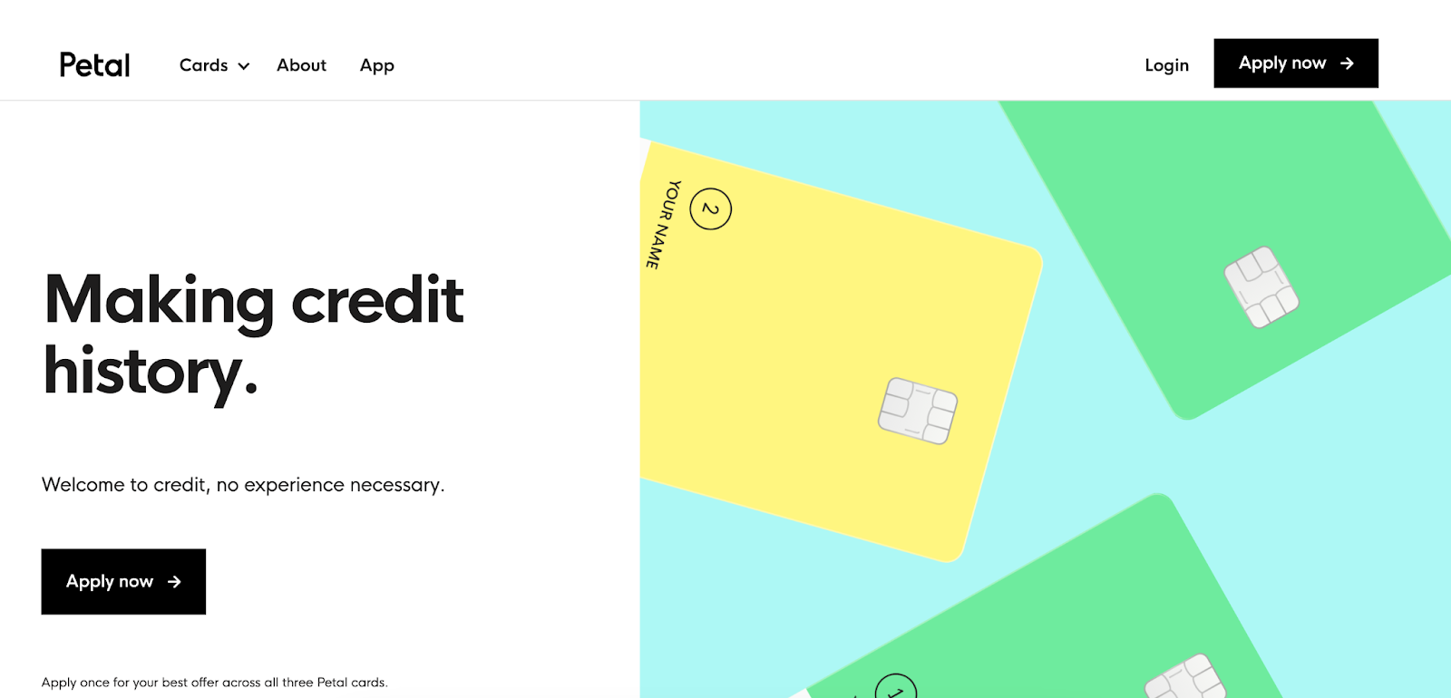 Screenshot of Petal website