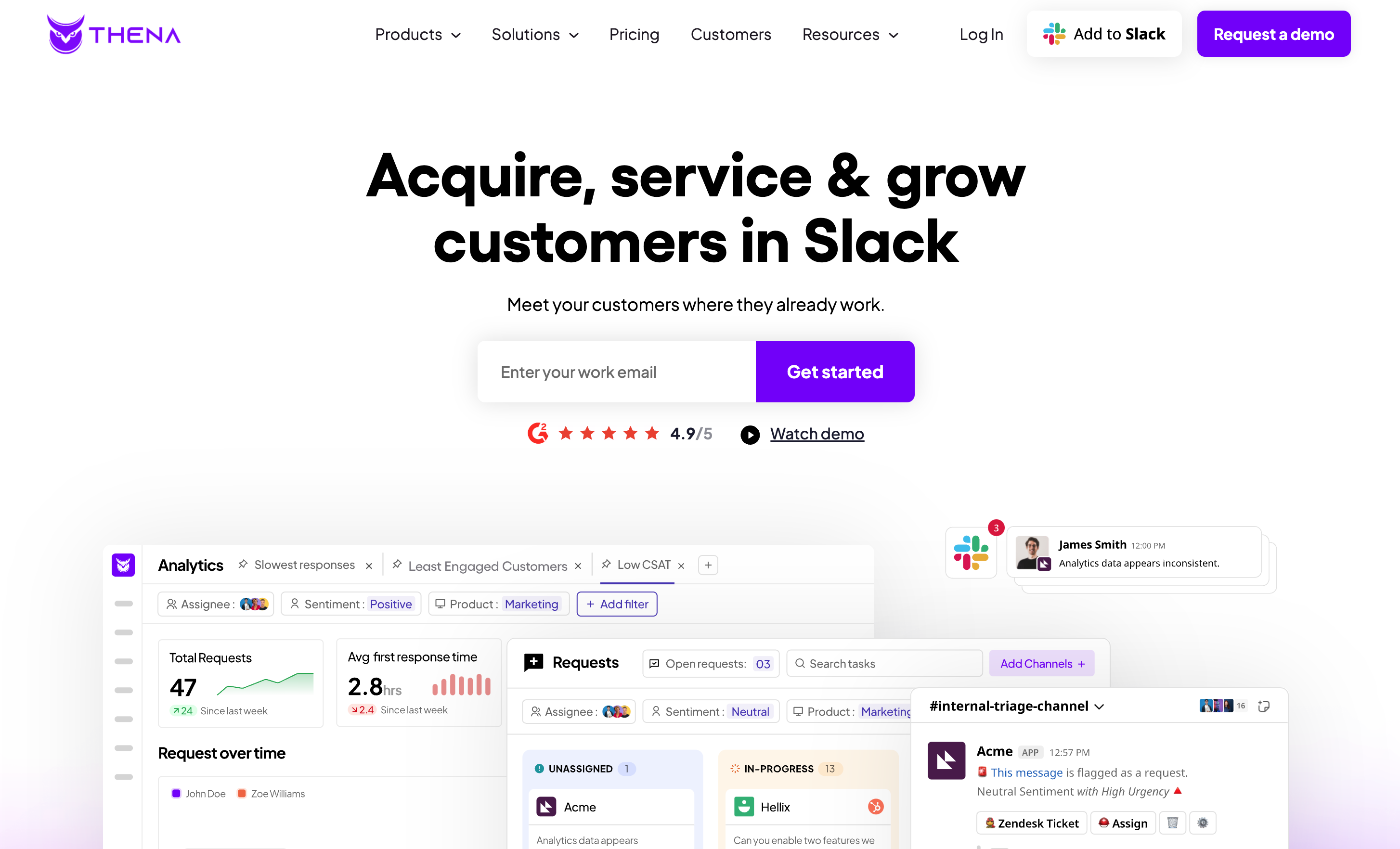 Screenshot of Thena.ai's homepage