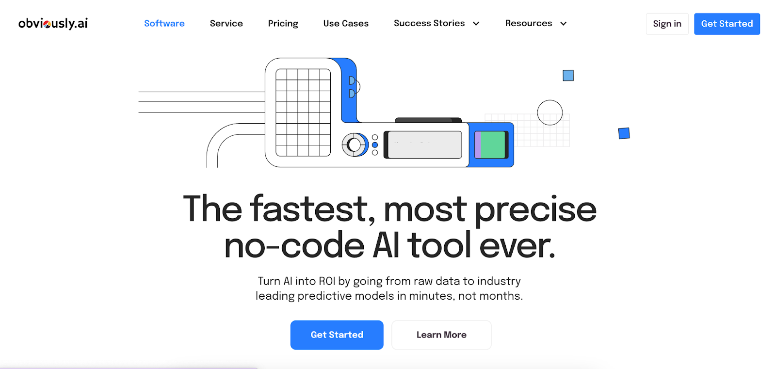 Example of saas website design from https://www.obviously.ai/