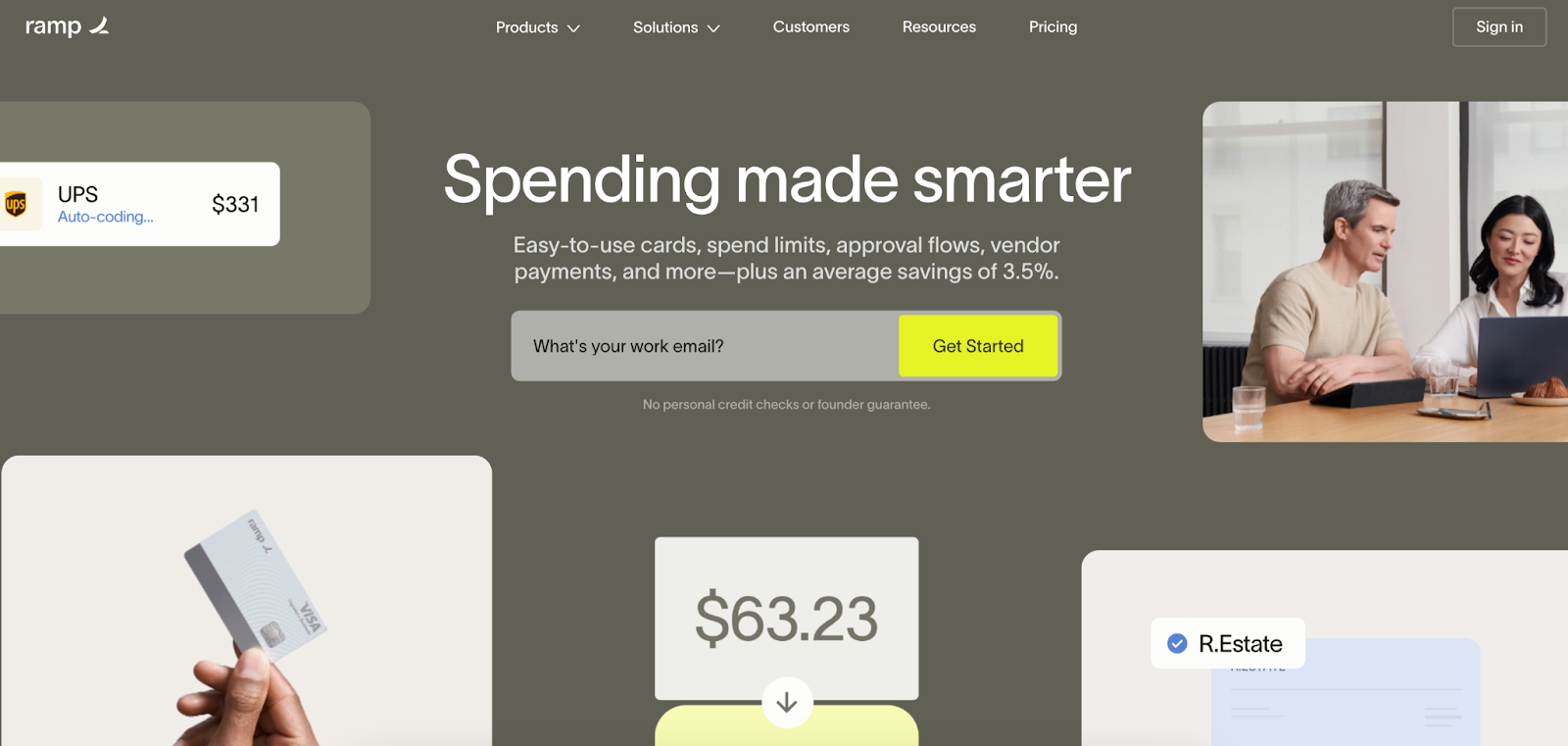 Screenshot of Ramp's website from https://ramp.com/