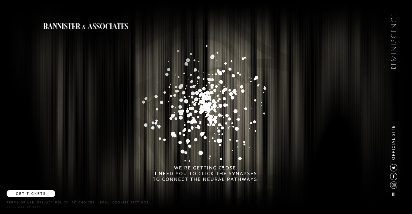 An image of a website for the fictional agency Bannister and Associates — featured in the sci-fi noir film Reminiscence.