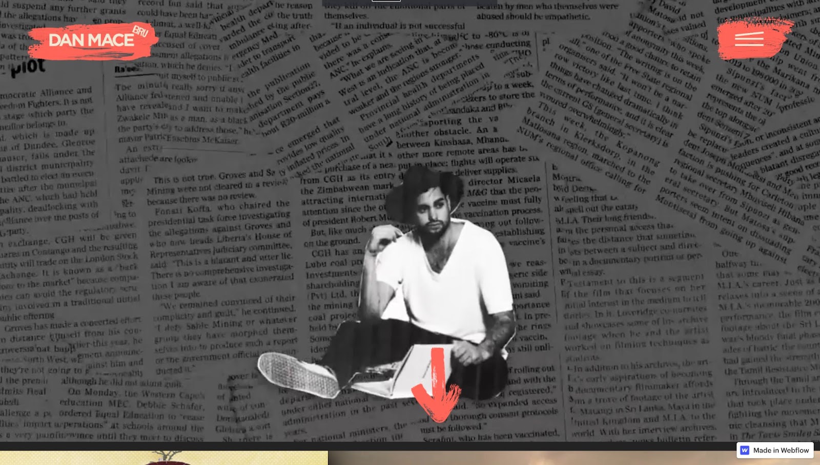 Filmmaker Dan Mace's collage like personal site.