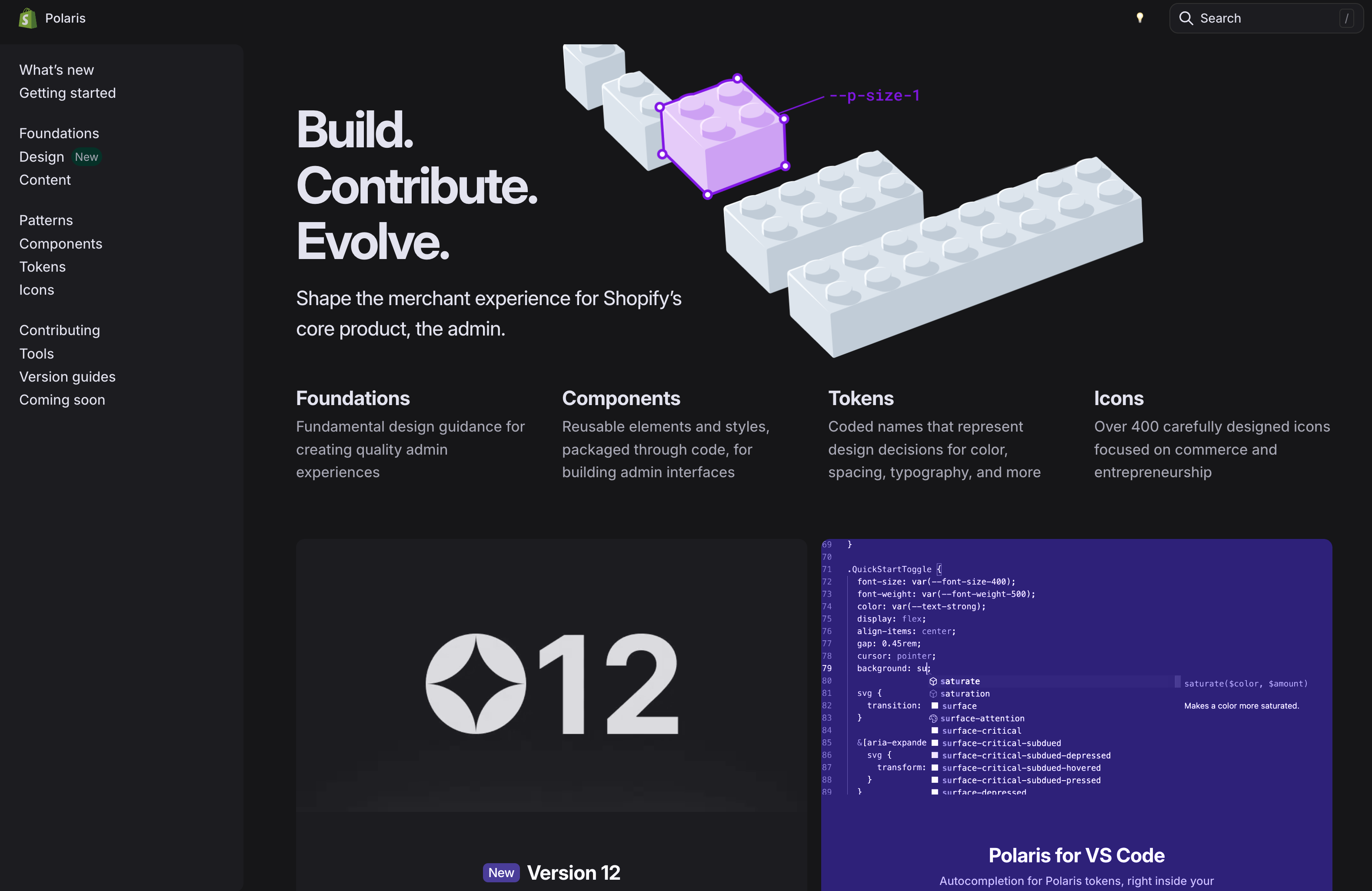 Shopify Polaris' design guidelines web page.