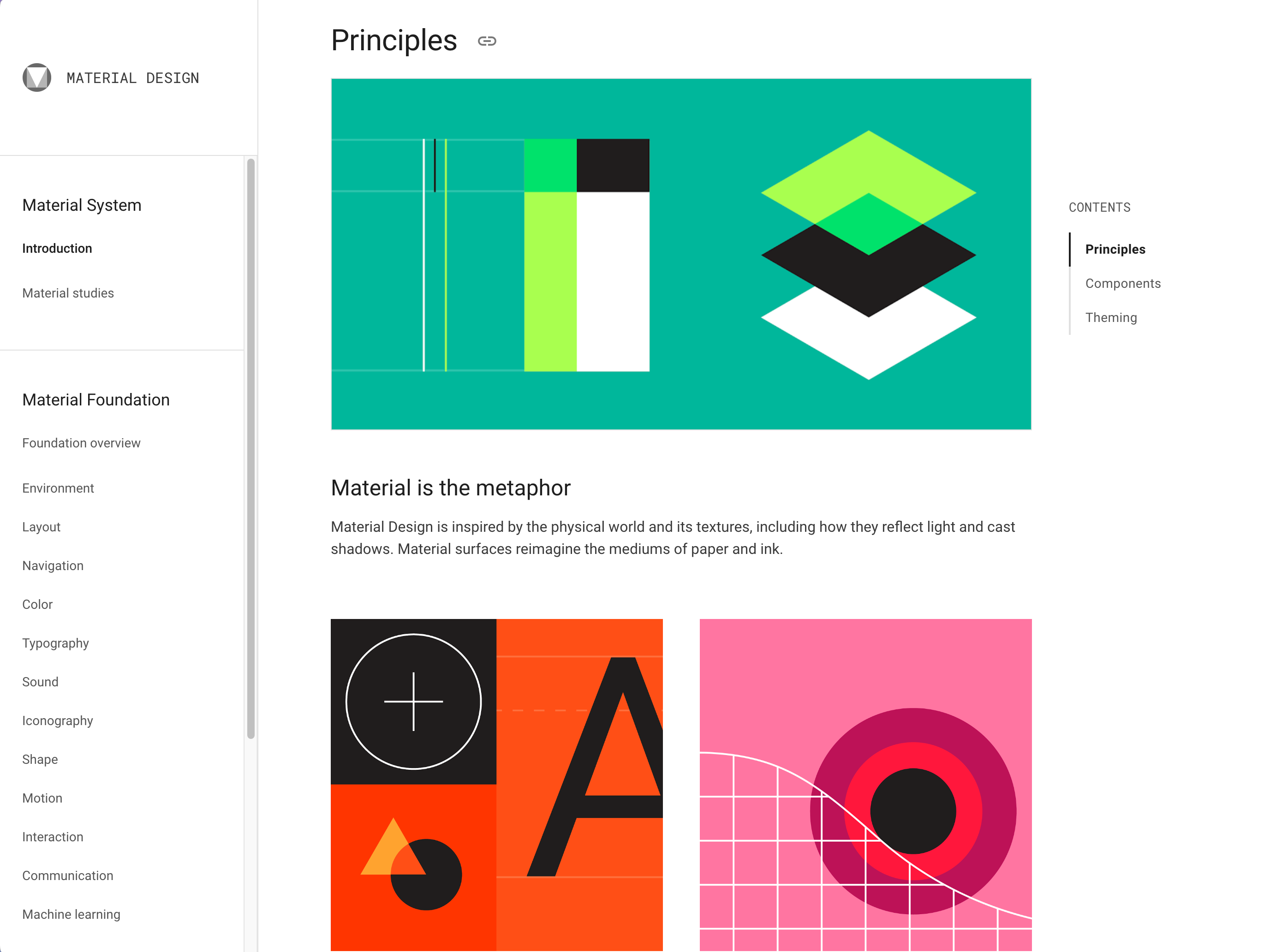 Google Material Design's design systems web page
