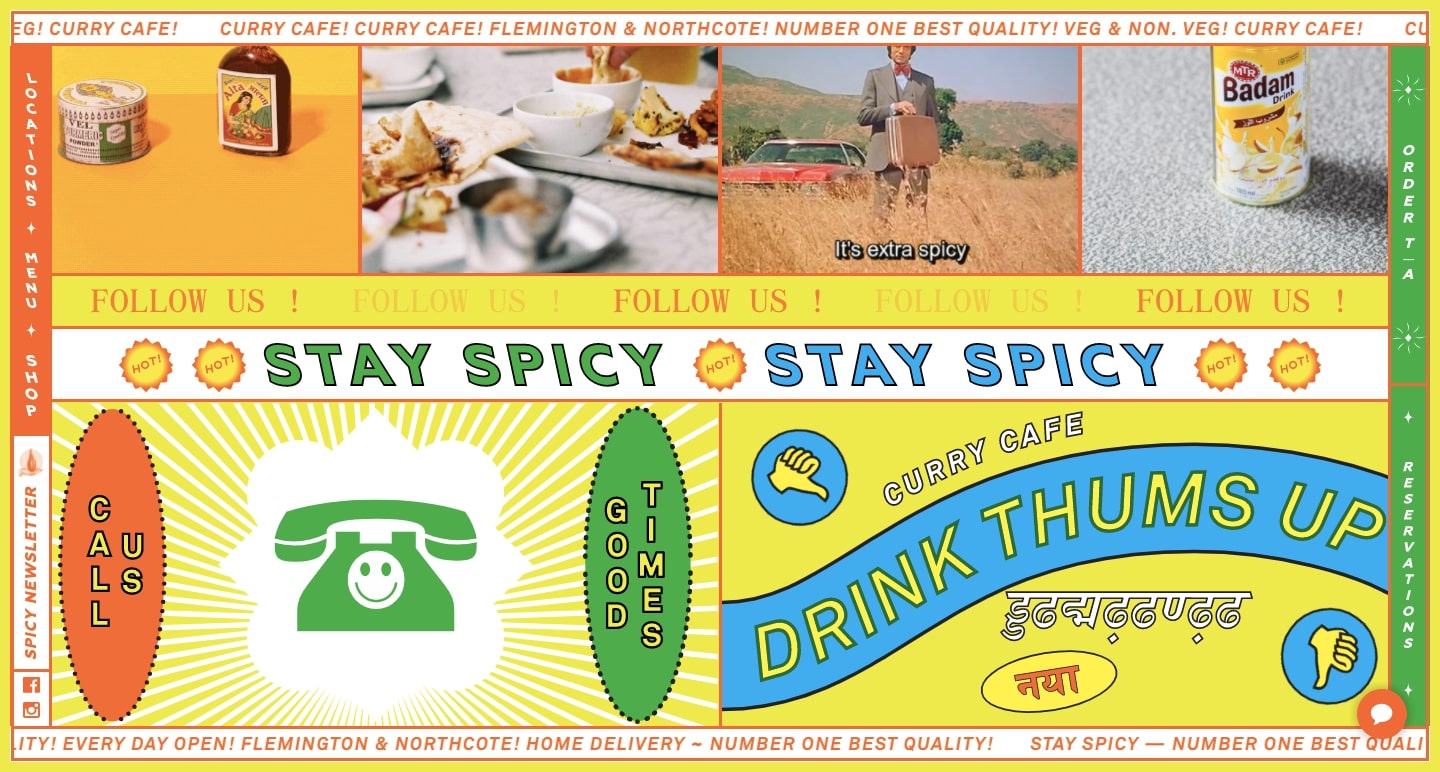 Screenshot of Curry Cafe homepage