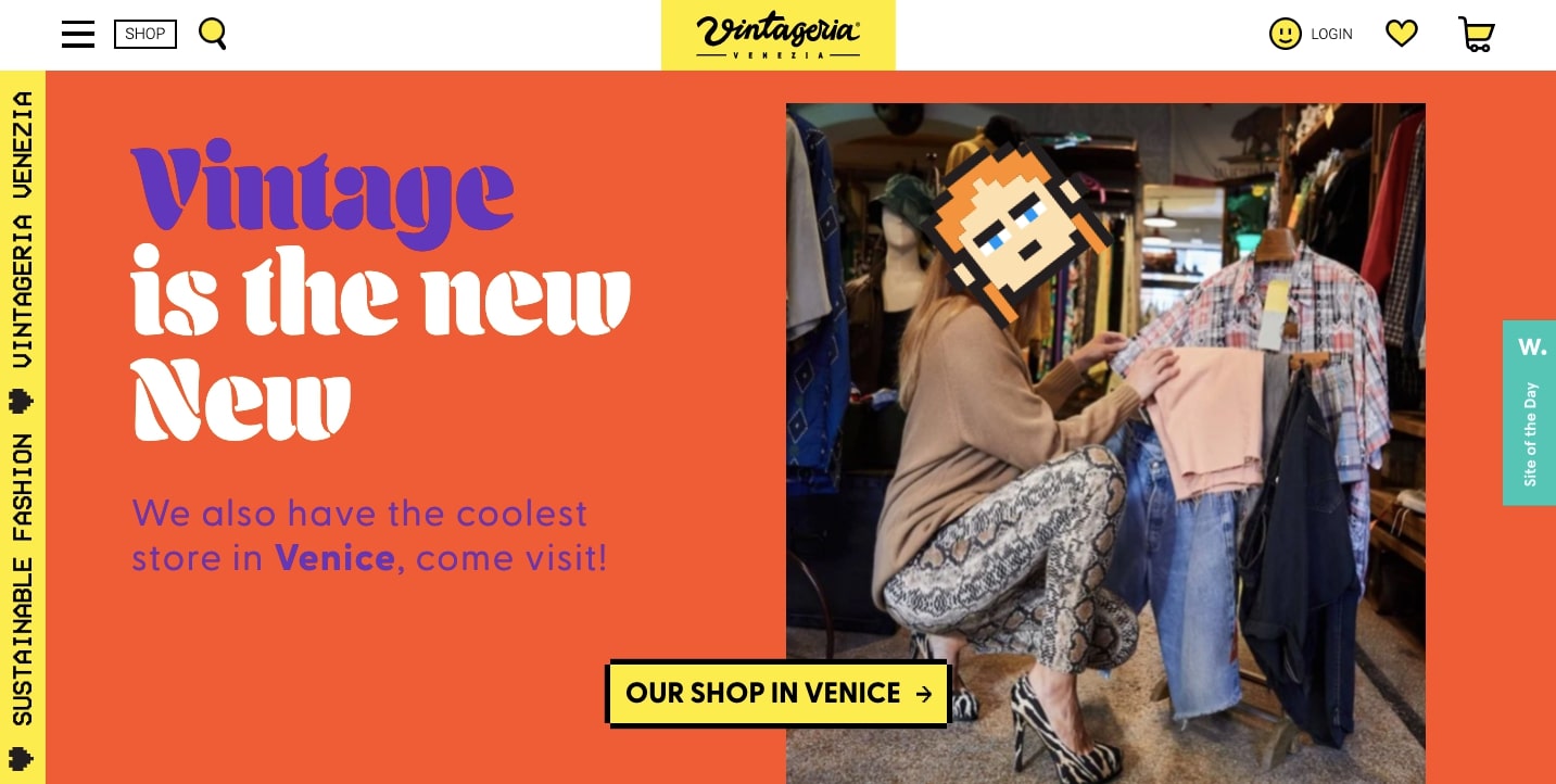 Screenshot of Vintageria homepage