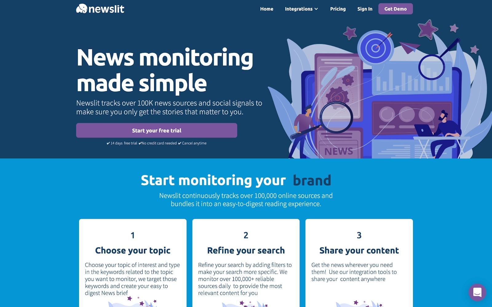 An image of the Newslit website.