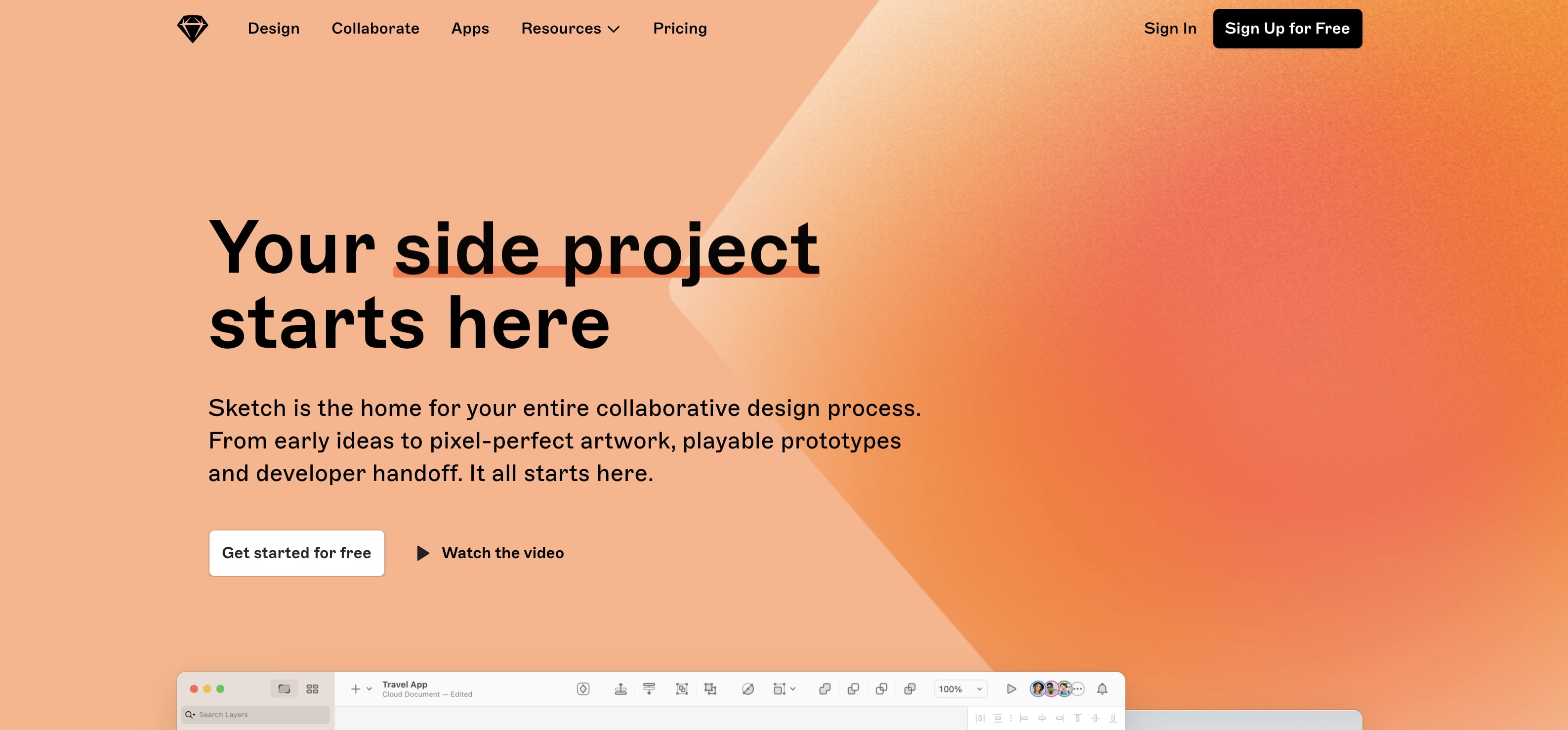 An image of the Sketch website.