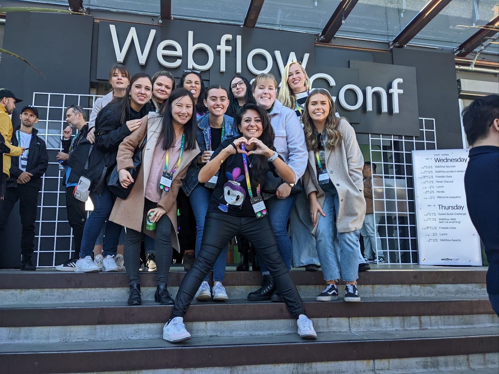 An image of some Floxies community members at Webflow Conf 2023.