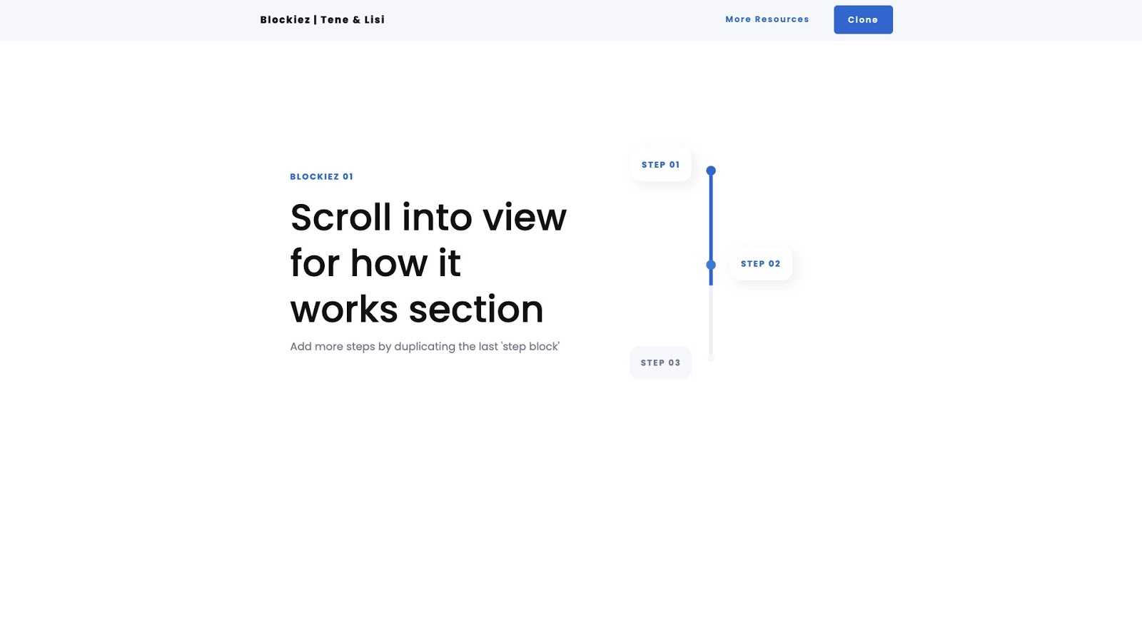 screenshot of scroll into view webflow project