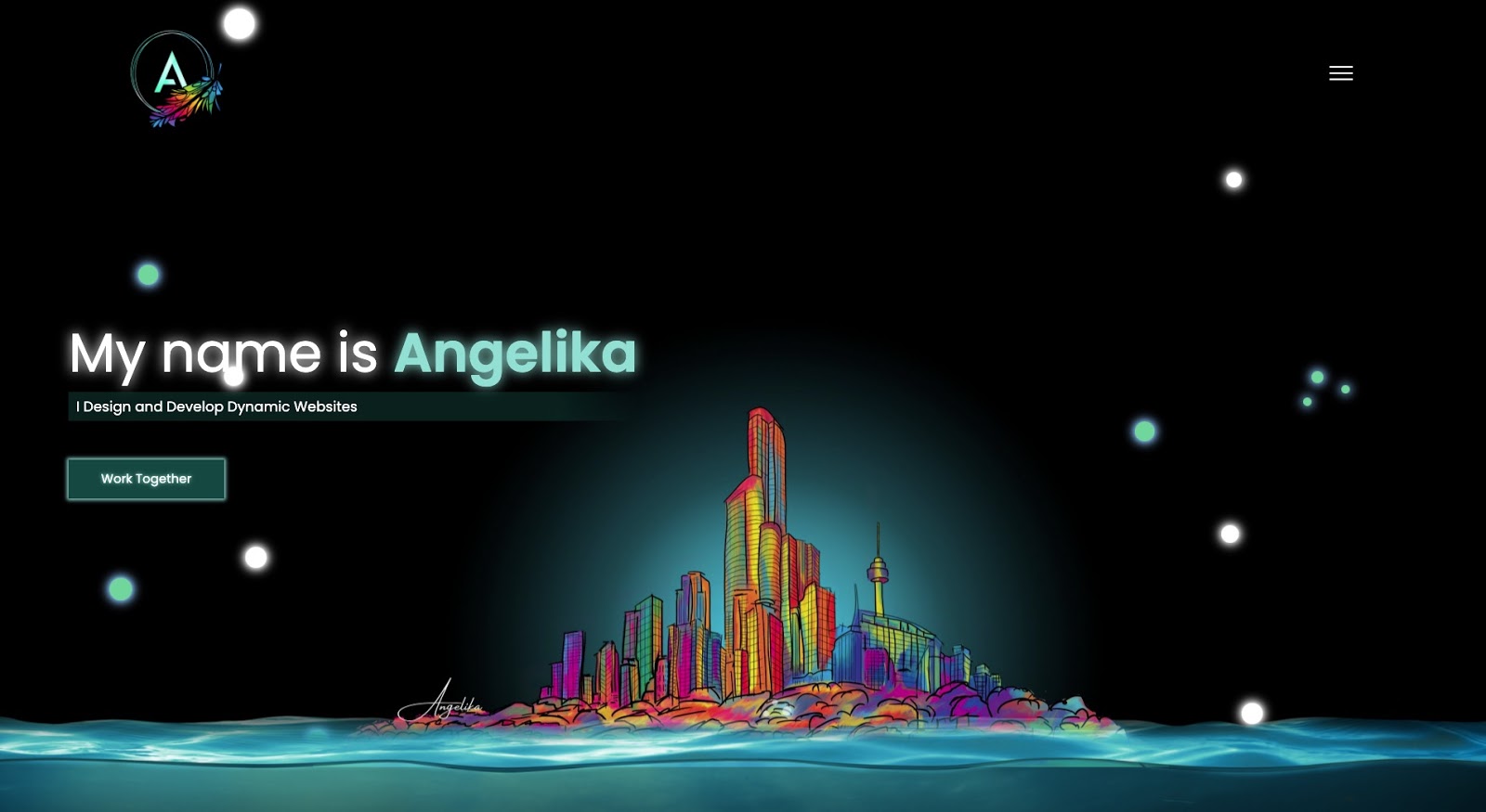 Screenshot of Angelika's portfolio website
