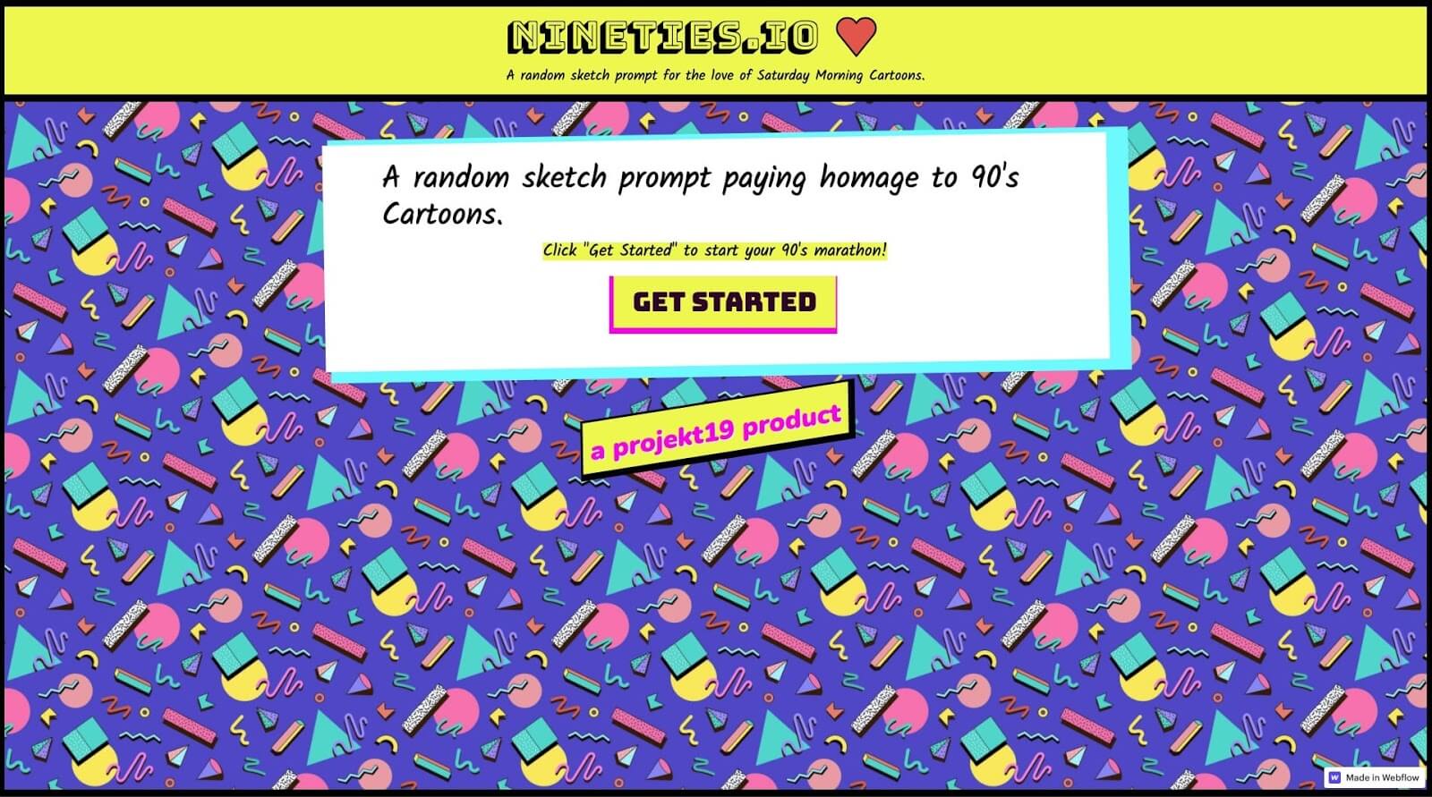 Screenshot of nineties.io website