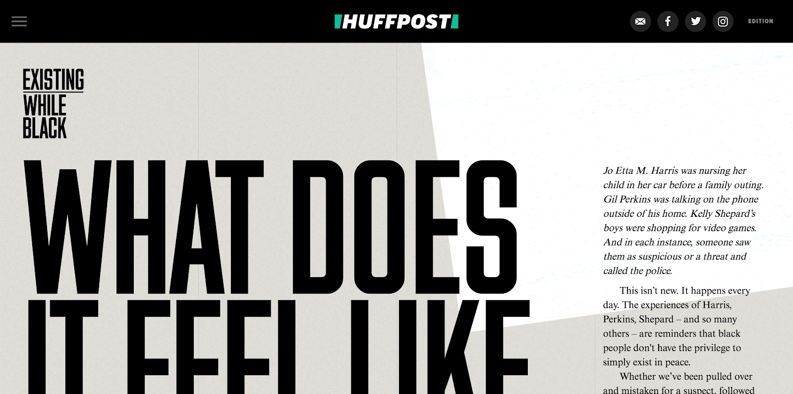 The same Huffpost article as in the abov image with2/3 of the image cut off.