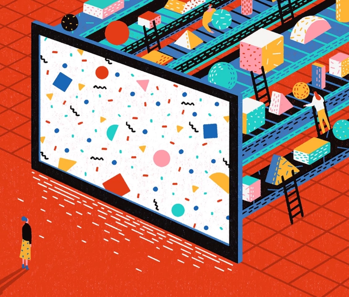 An image of Yukai Dai's Corporate Memphis illustration for Link Magazine.