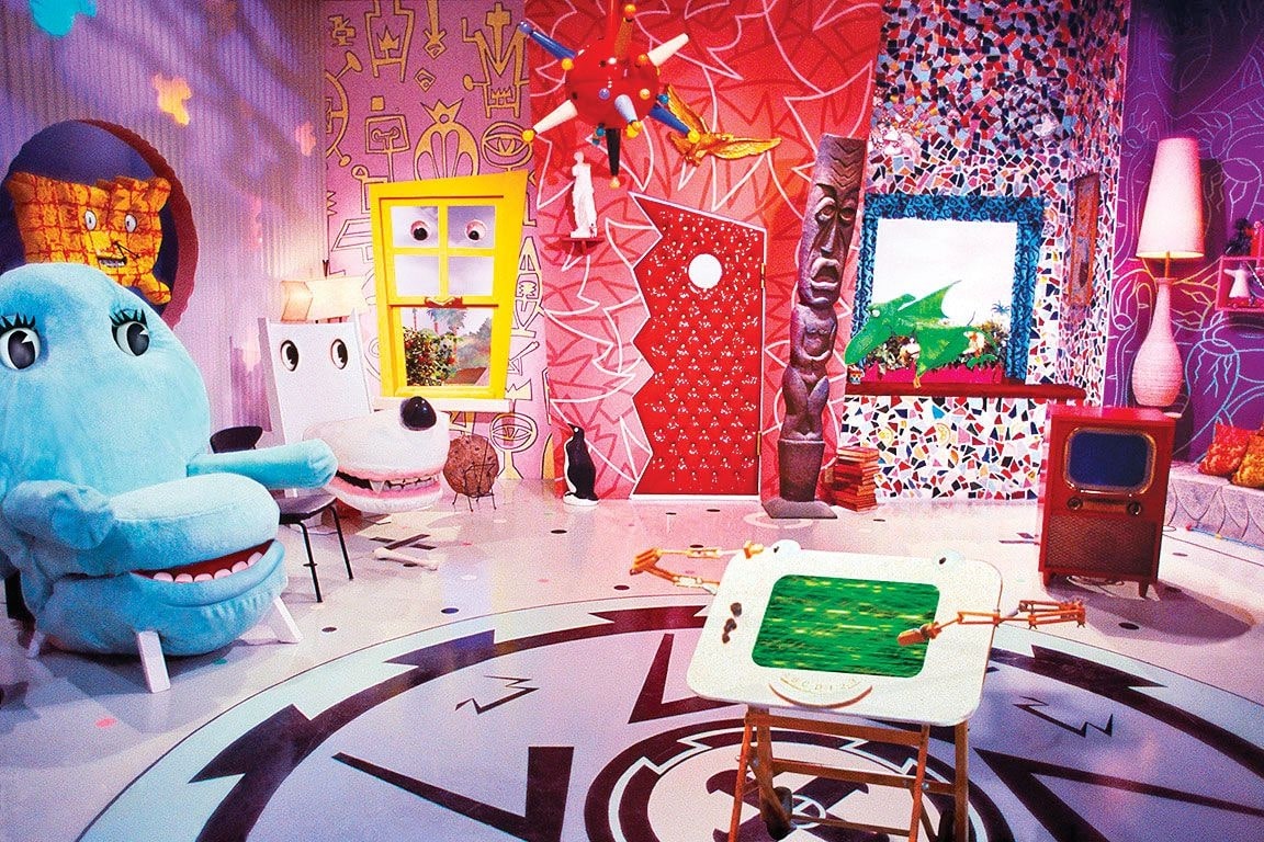 An image of the Pee-wee's Playhouse television set. It featured bright colors.