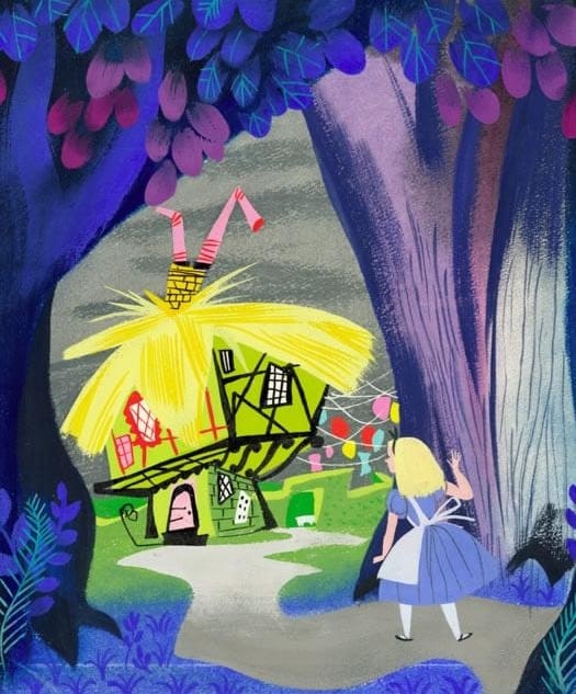 An illustration by Mary Blair for Disney’s Alice in Wonderland.