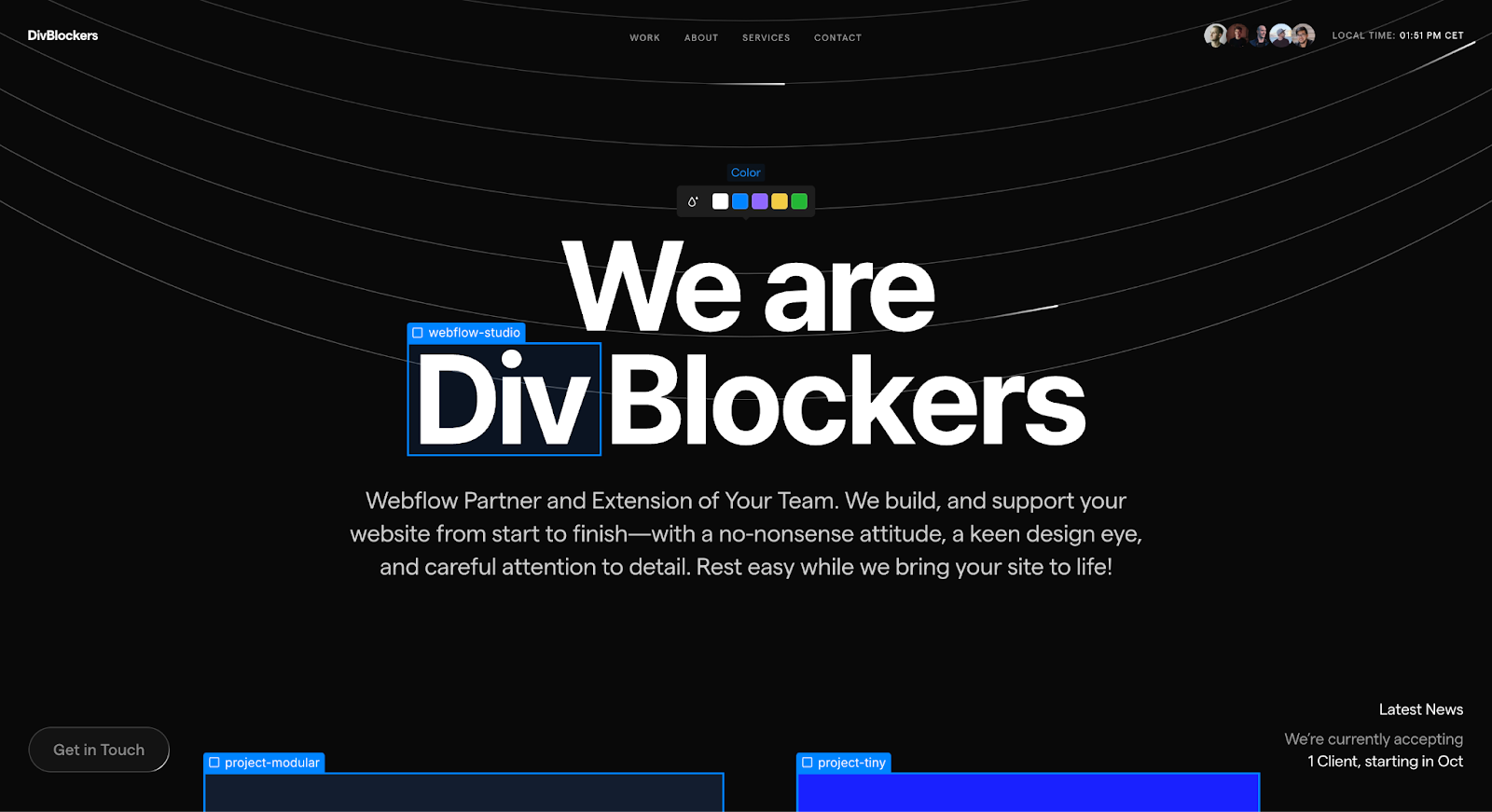 DivBlockers’ website shows the header text “We are DivBlockers” in white against a dark background.
