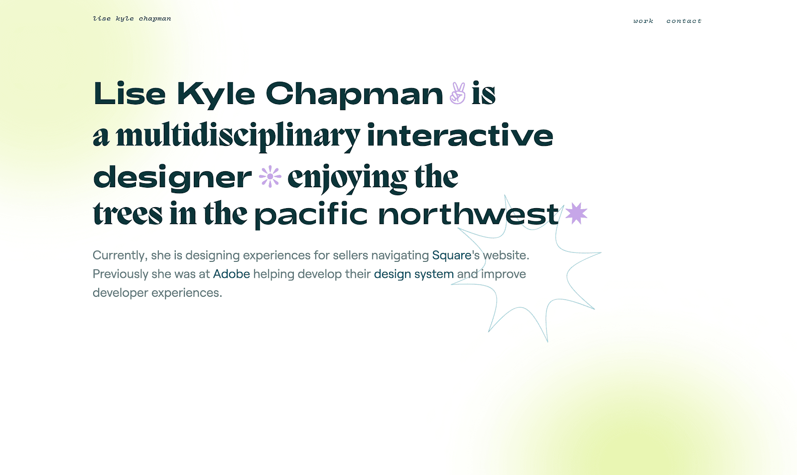 An image of Lise Kyle Chapman's portfolio website.