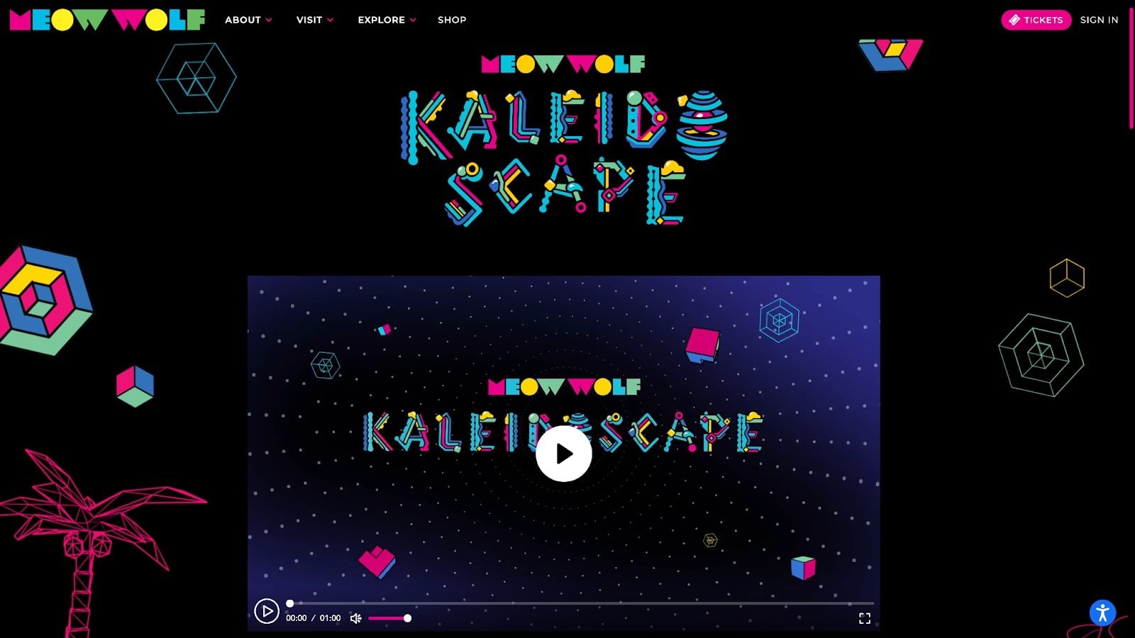 An image of the Meow Wolf Kaleidoscape video player.