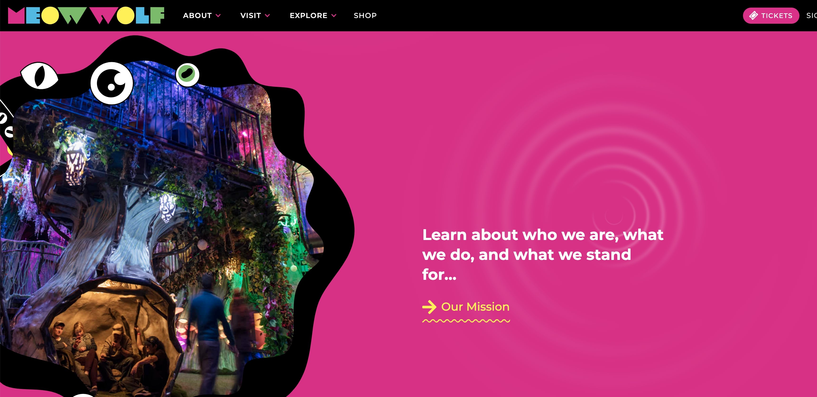 Another view of the Meow Wolf website.
