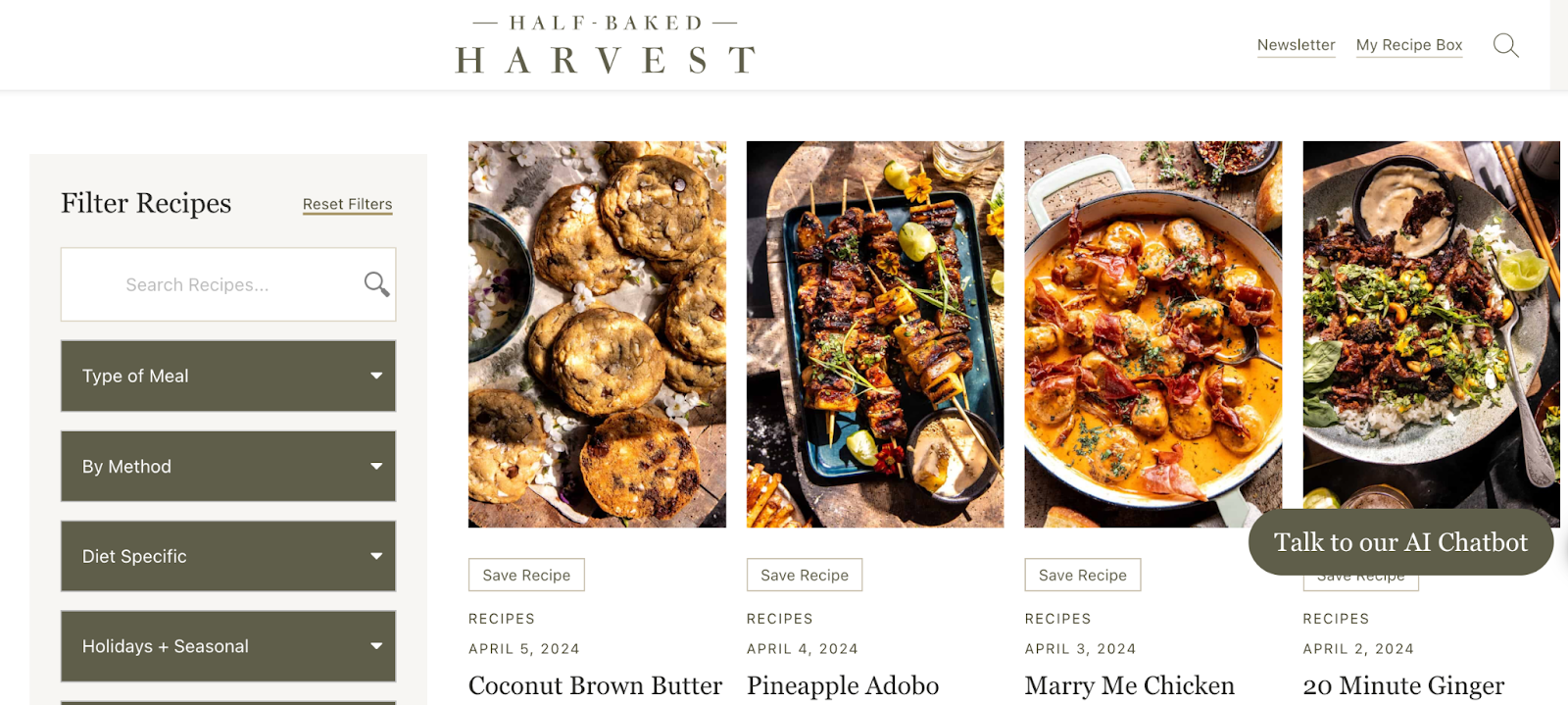 Half Baked Harvest food blog website