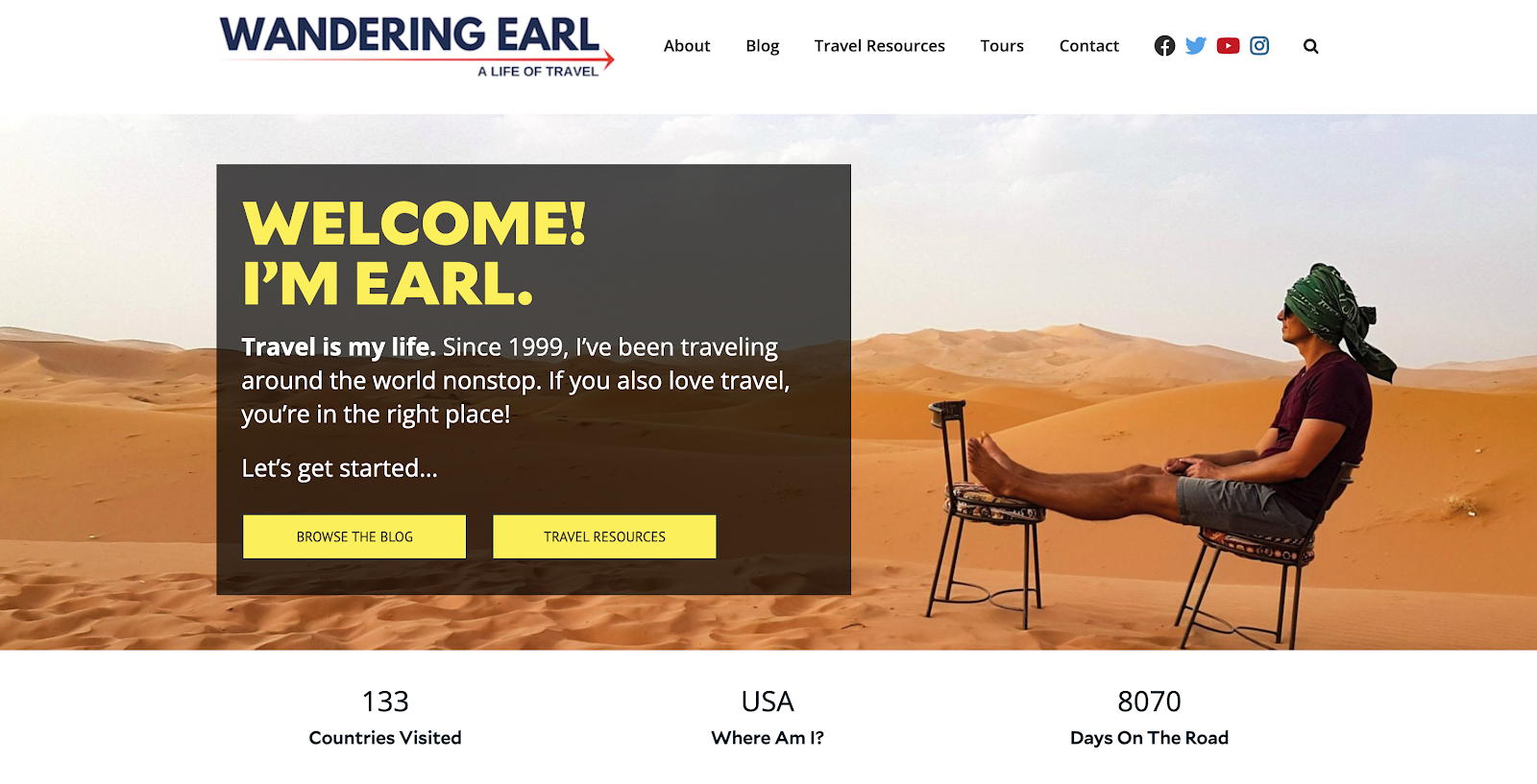 Wandering Earl's travel blog homepage
