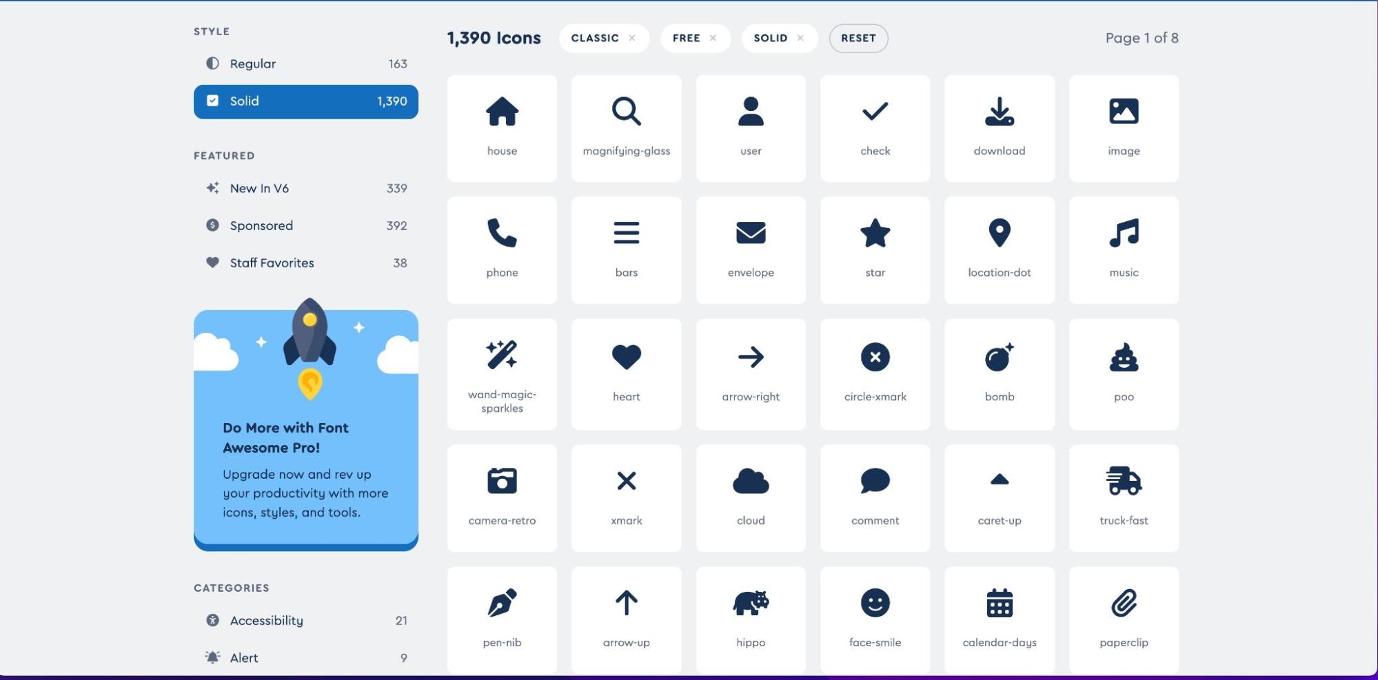 FA solid icon set