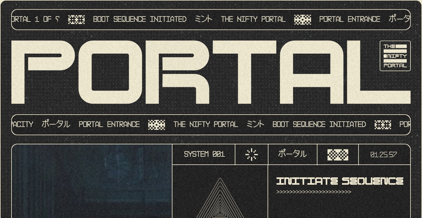 An image of the Nifty Portal website. The site mimicks and old school poster with Portal written across as the header and different subheads graphically placed throughout.