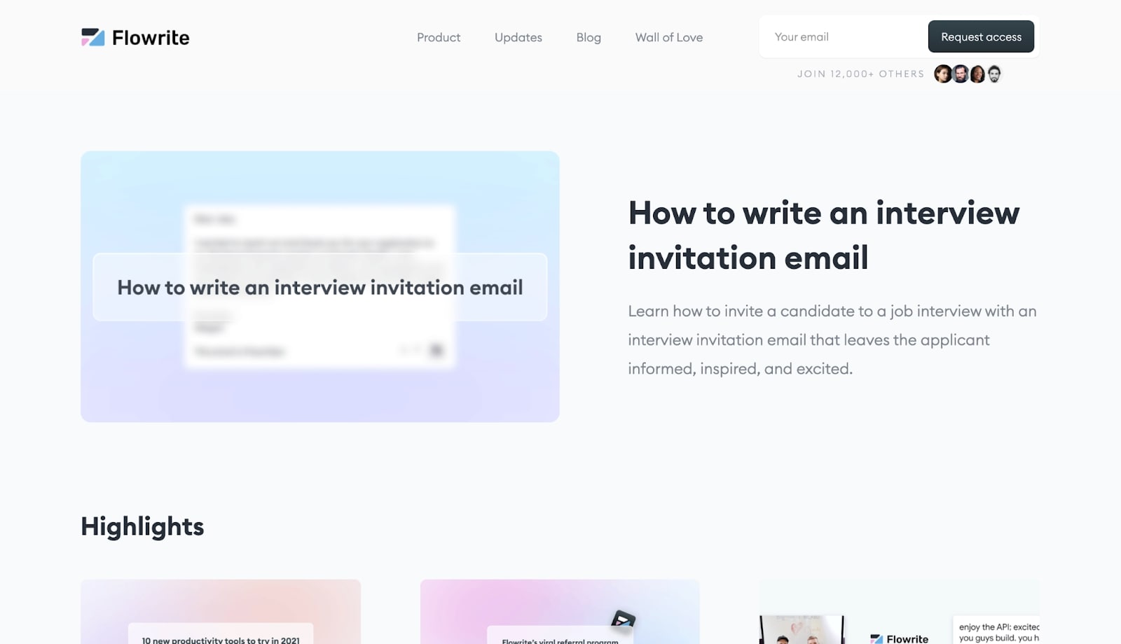 An image of the Flowrite website.