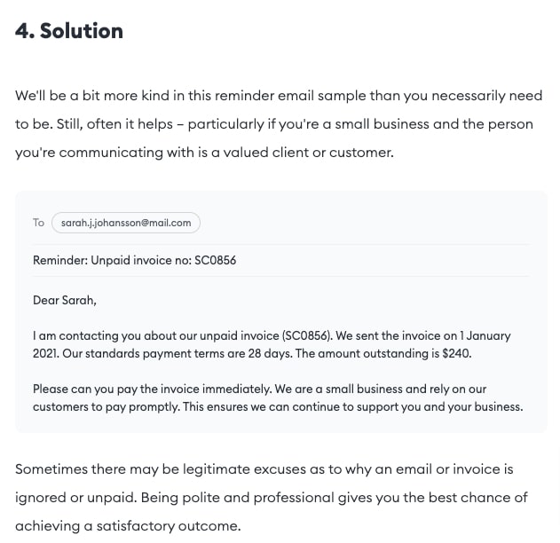 An image of Flowrite's email sample in their blog post.