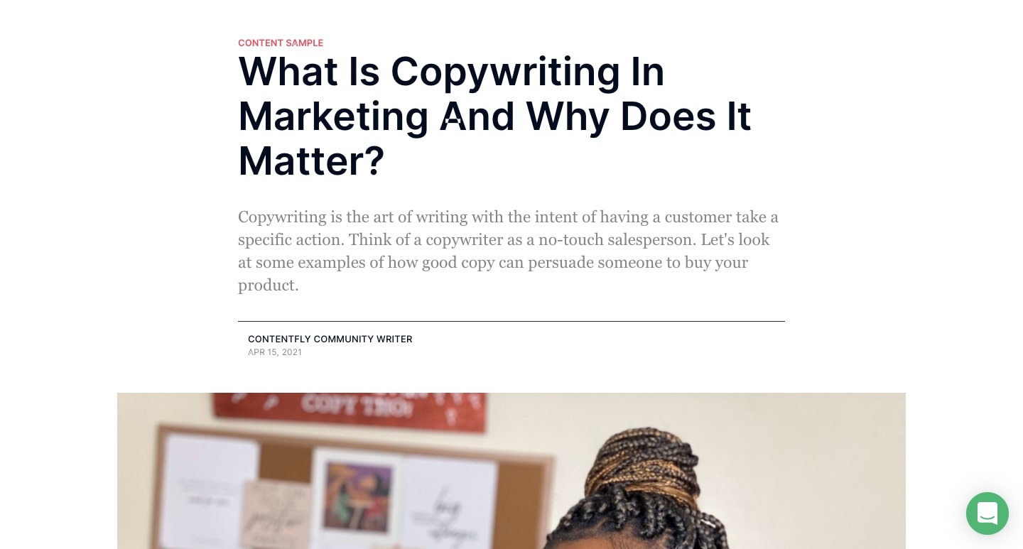 An image of a ContentFly blog post.