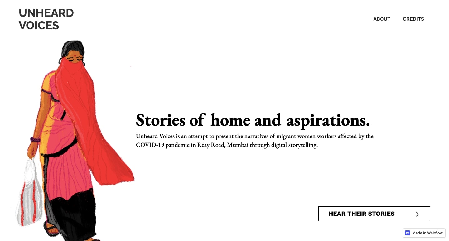 The Unheard Voices home page.