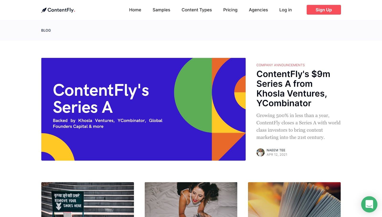 An image of the ContentFly blog.
