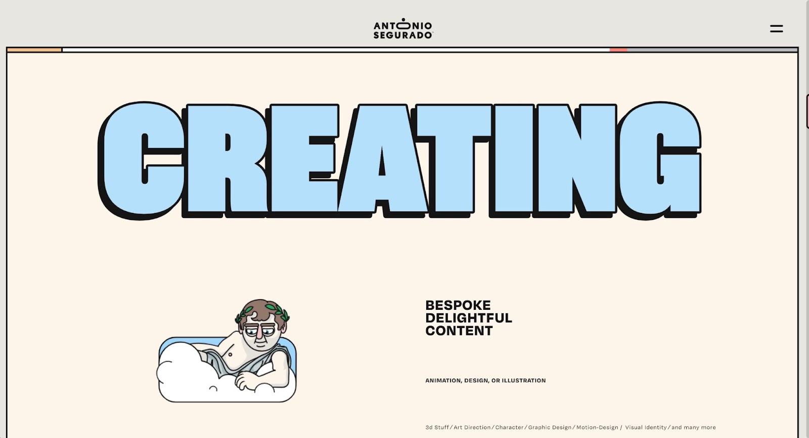 Another image of Antonio Segurado's portfolio website.