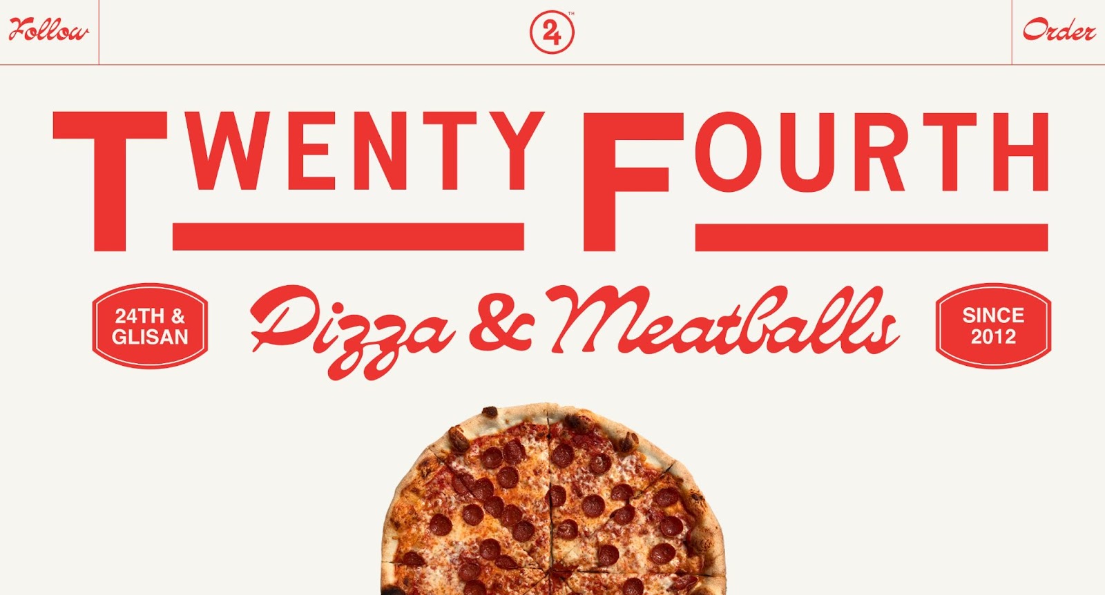 An image of the 24th Pizza and Meatballs website.