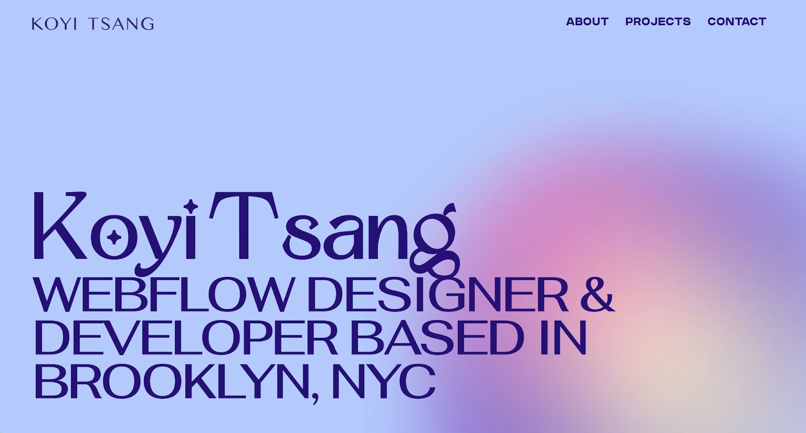 An image of Koyi Tsang's portfolio site.