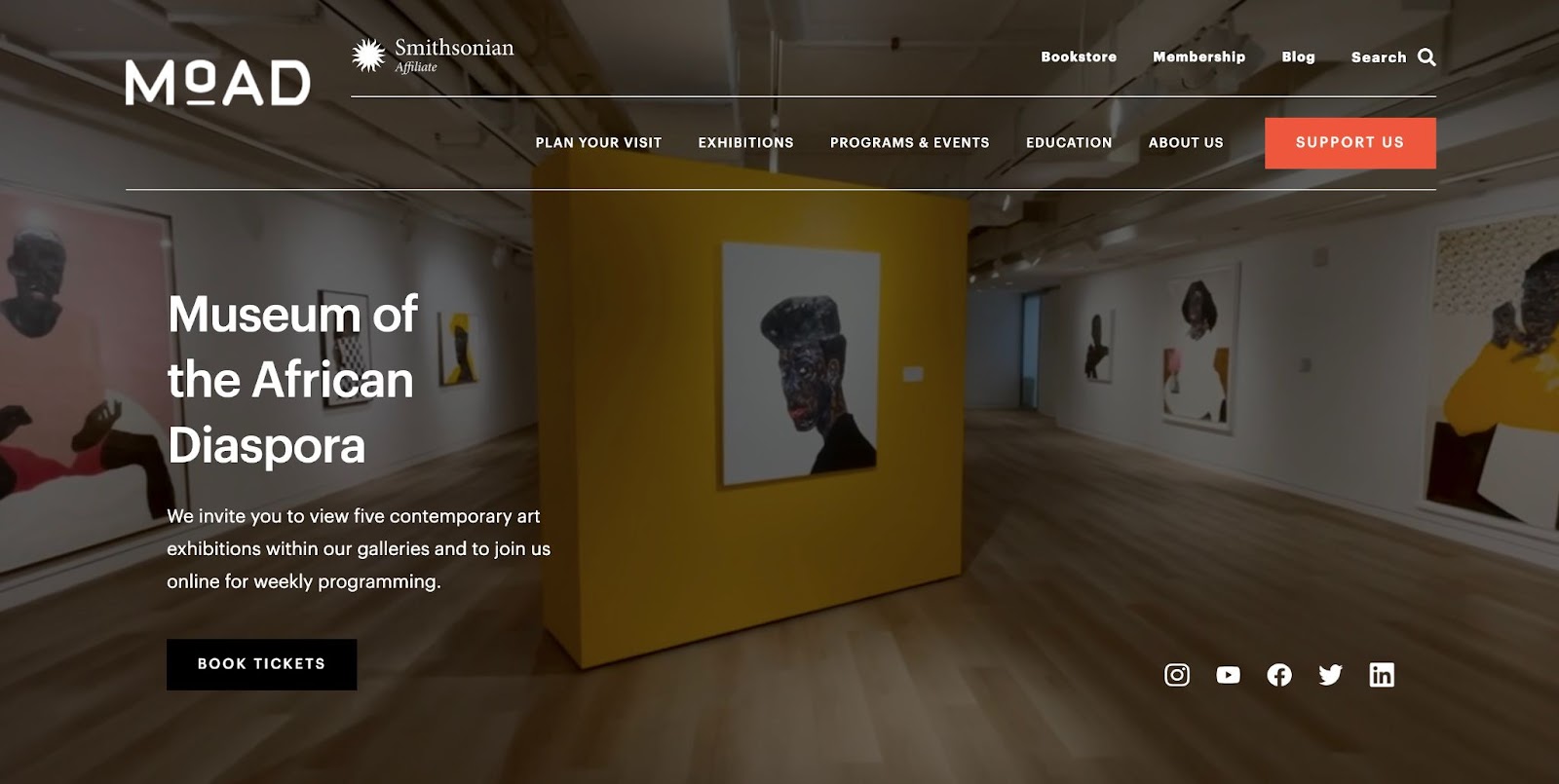 An image of the website for the Museum of the African Diaspora.