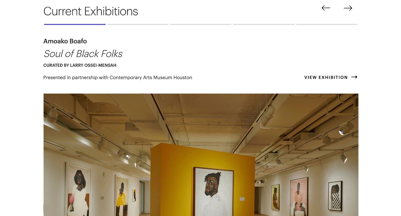 An image of the Current Exhibitions at the MoAD.
