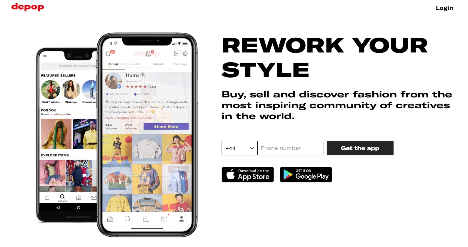 Depop's app homepage