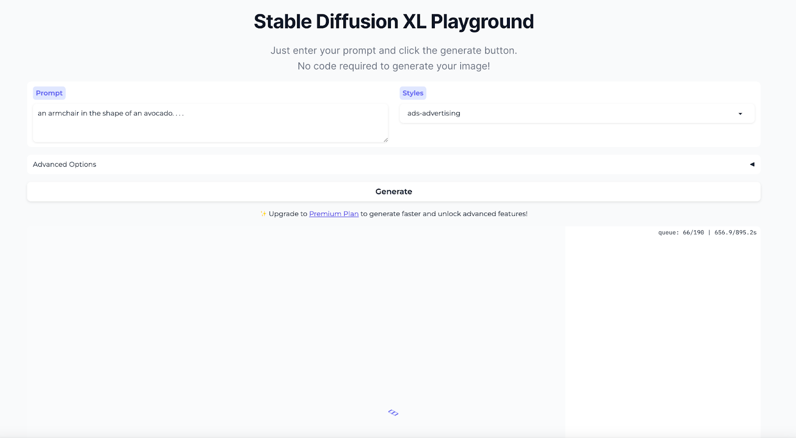 Stable Diffusion XL Playground Screenshot