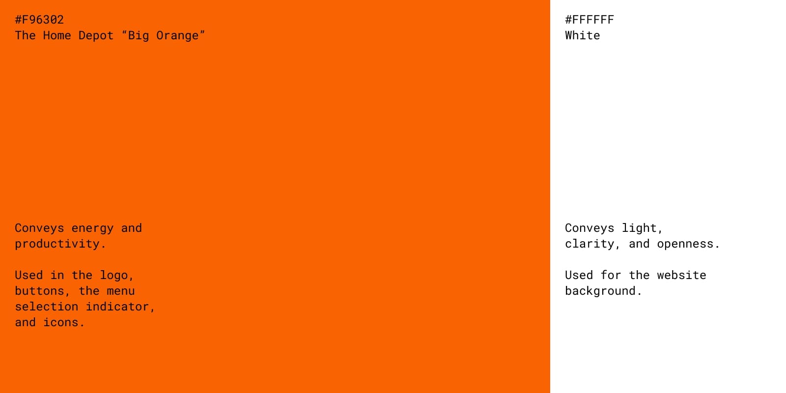 An image of the Home Depot color scheme. It is composed of Big Orange and White.